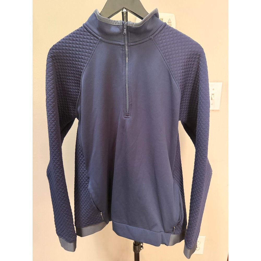 Under Armour ColdGear Golf Pullover Mens Large Navy Blue Quilted 1/4 Zip Jacket